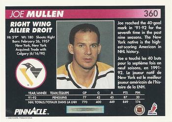 1992-93 Pinnacle Canadian #360 Joe Mullen Back