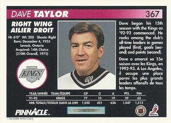 1992-93 Pinnacle Canadian #367 Dave Taylor Back