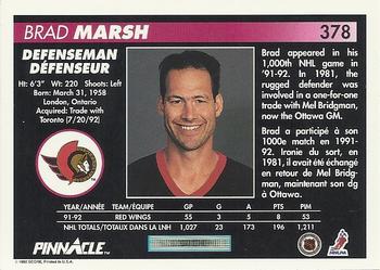 1992-93 Pinnacle Canadian #378 Brad Marsh Back