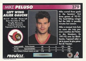 1992-93 Pinnacle Canadian #379 Mike Peluso Back