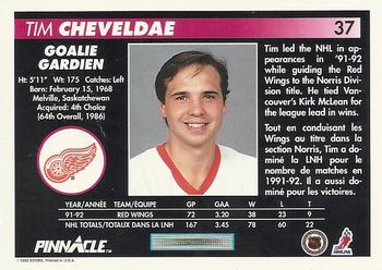 1992-93 Pinnacle Canadian #37 Tim Cheveldae Back