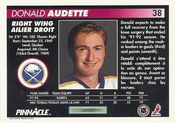 1992-93 Pinnacle Canadian #38 Donald Audette Back