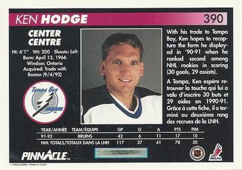 1992-93 Pinnacle Canadian #390 Ken Hodge Back