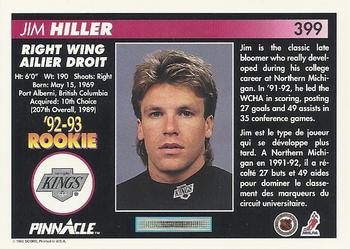 1992-93 Pinnacle Canadian #399 Jim Hiller Back