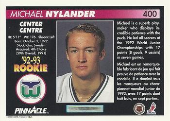 1992-93 Pinnacle Canadian #400 Michael Nylander Back