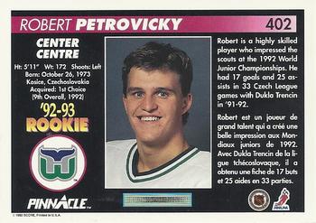 1992-93 Pinnacle Canadian #402 Robert Petrovicky Back