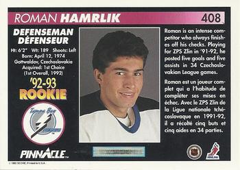 1992-93 Pinnacle Canadian #408 Roman Hamrlik Back