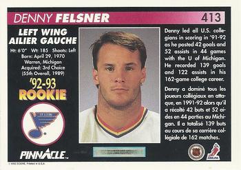 1992-93 Pinnacle Canadian #413 Denny Felsner Back