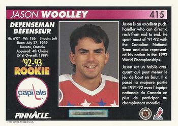 1992-93 Pinnacle Canadian #415 Jason Woolley Back