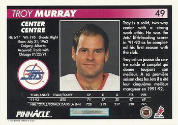 1992-93 Pinnacle Canadian #49 Troy Murray Back