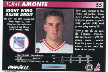 1992-93 Pinnacle Canadian #55 Tony Amonte Back