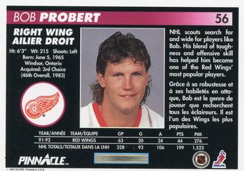 1992-93 Pinnacle Canadian #56 Bob Probert Back