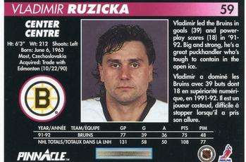 1992-93 Pinnacle Canadian #59 Vladimir Ruzicka Back