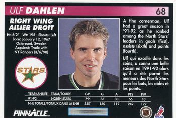 1992-93 Pinnacle Canadian #68 Ulf Dahlen Back