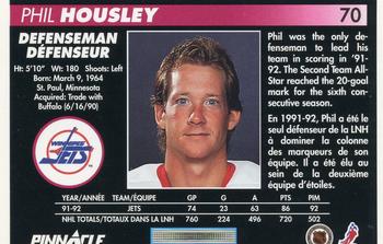 1992-93 Pinnacle Canadian #70 Phil Housley Back