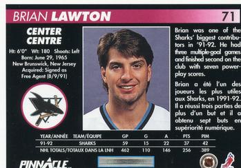 1992-93 Pinnacle Canadian #71 Brian Lawton Back