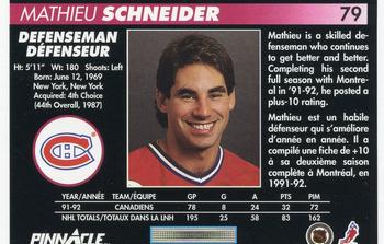 1992-93 Pinnacle Canadian #79 Mathieu Schneider Back
