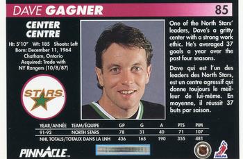 1992-93 Pinnacle Canadian #85 Dave Gagner Back