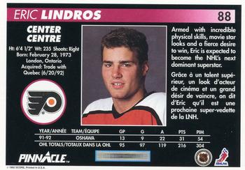 1992-93 Pinnacle Canadian #88 Eric Lindros Back