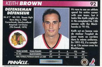1992-93 Pinnacle Canadian #92 Keith Brown Back