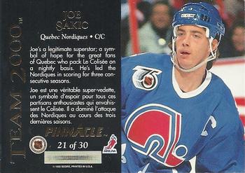1992-93 Pinnacle Canadian - Team 2000 #21 Joe Sakic Back