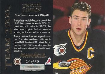 1992-93 Pinnacle Canadian - Team 2000 #24 Trevor Linden Back