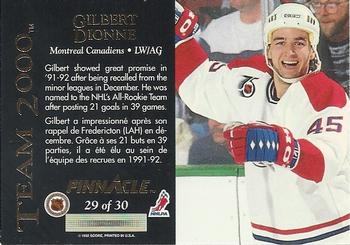 1992-93 Pinnacle Canadian - Team 2000 #29 Gilbert Dionne Back