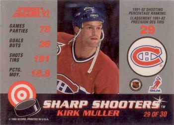 1992-93 Score Canadian - Sharp Shooters #29 Kirk Muller Back
