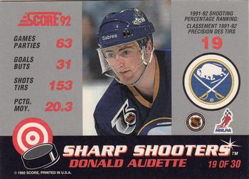 1992-93 Score Canadian - Sharp Shooters #19 Donald Audette Back