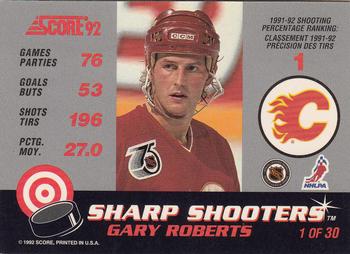 1992-93 Score Canadian - Sharp Shooters #1 Gary Roberts Back