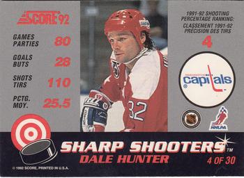 1992-93 Score Canadian - Sharp Shooters #4 Dale Hunter Back