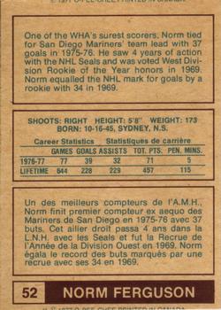 1977-78 O-Pee-Chee WHA #52 Norm Ferguson Back