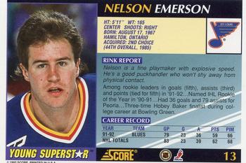 1992-93 Score Young Superstars #13 Nelson Emerson Back