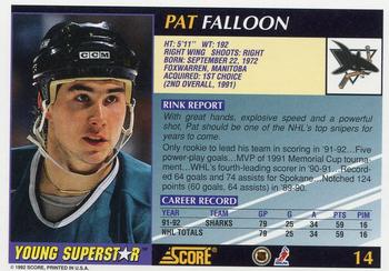 1992-93 Score Young Superstars #14 Pat Falloon Back