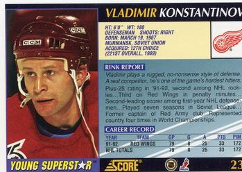 1992-93 Score Young Superstars #23 Vladimir Konstantinov Back
