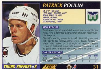 1992-93 Score Young Superstars #31 Patrick Poulin Back
