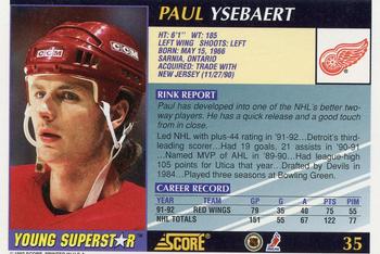 1992-93 Score Young Superstars #35 Paul Ysebaert Back