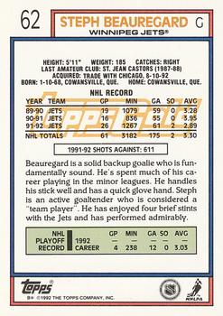 1992-93 Topps - Gold #62 Steph Beauregard Back