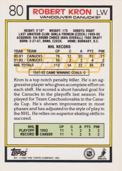1992-93 Topps - Gold #80 Robert Kron Back