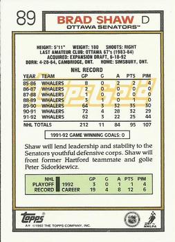 1992-93 Topps - Gold #89 Brad Shaw Back
