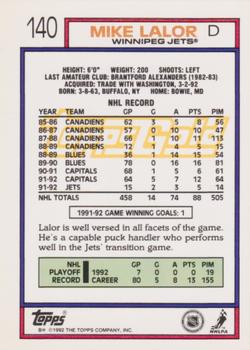 1992-93 Topps - Gold #140 Mike Lalor Back