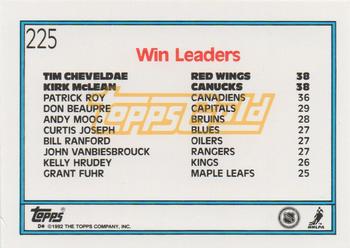 1992-93 Topps - Gold #225 Tim Cheveldae / Kirk McLean Back