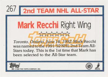 1992-93 Topps - Gold #267 Mark Recchi Back