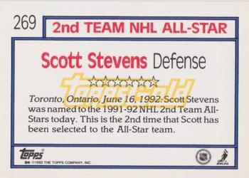1992-93 Topps - Gold #269 Scott Stevens Back