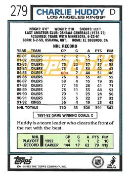 1992-93 Topps - Gold #279 Charlie Huddy Back