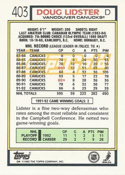 1992-93 Topps - Gold #403 Doug Lidster Back