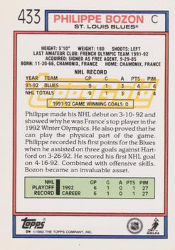 1992-93 Topps - Gold #433 Philippe Bozon Back