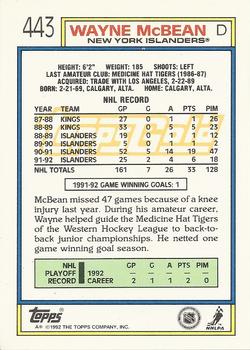 1992-93 Topps - Gold #443 Wayne McBean Back