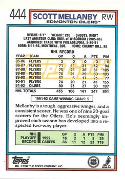 1992-93 Topps - Gold #444 Scott Mellanby Back