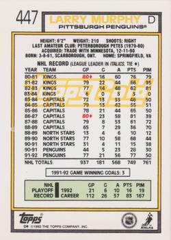 1992-93 Topps - Gold #447 Larry Murphy Back
